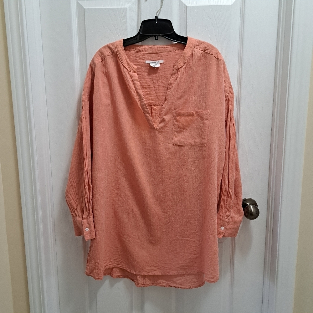 O'Neill Cotton Gauze Swim Cover Up Tunic Blouse Clay Orange Coral  Size Medium - Picture 13 of 14